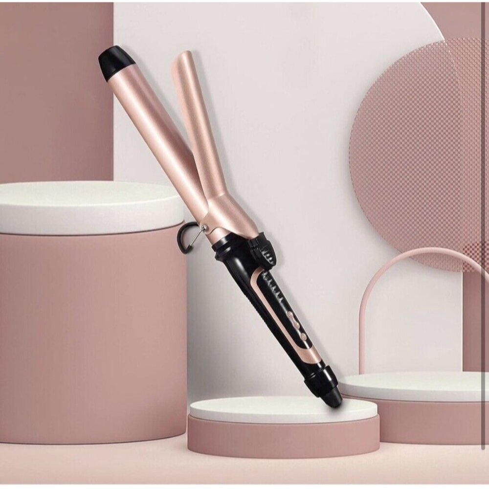 Lanvier 1.25 Inch Clipped Curling Iron with Extra Long Tourmaline Ceramic Barrel